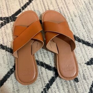 Hollister Women's Brown Cross-Strap Sandals